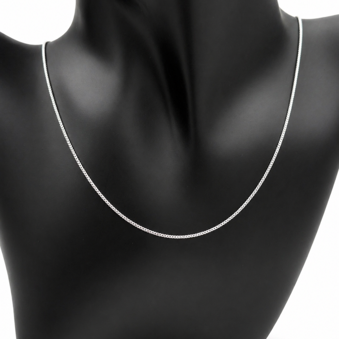 Łańcuszek srebro 925 cienka pancerka 45 cm lekki 1,9 g elegancki