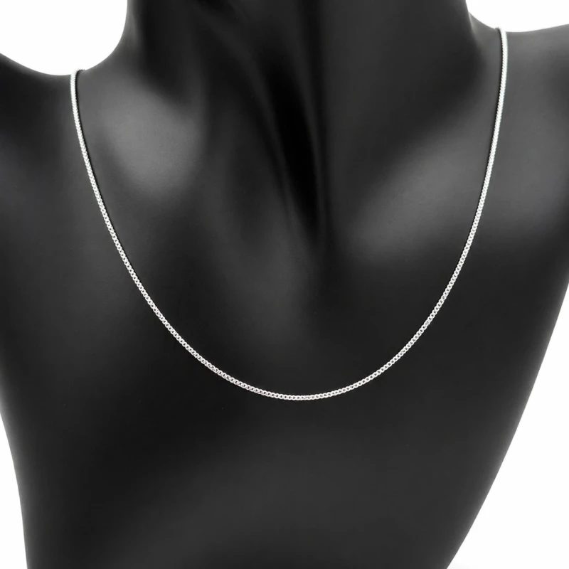 Łańcuszek srebro 925 cienka pancerka 45 cm lekki 1,9 g elegancki