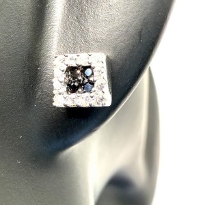 Kolczyki srebrne 925 rodowane kwadratowe