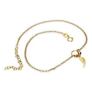 Bransoletka na nogę srebrna 925 pozłacana 24K skrzydełko anklet regulowana 23+4 cm