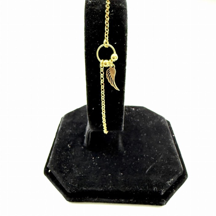 Bransoletka na nogę srebrna 925 pozłacana 24K skrzydełko anklet regulowana 23+4 cm