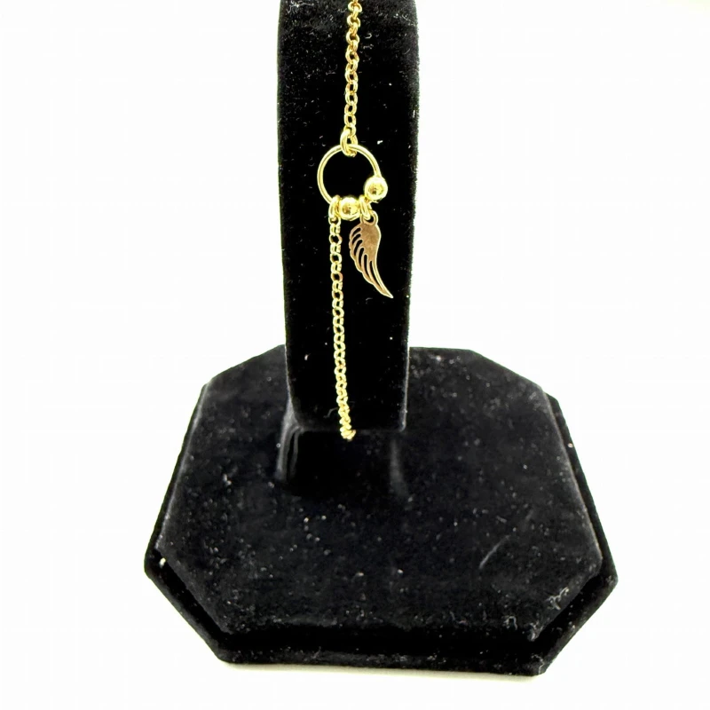 Bransoletka na nogę srebrna 925 pozłacana 24K skrzydełko anklet regulowana 23+4 cm