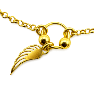 Bransoletka na nogę srebrna 925 pozłacana 24K skrzydełko anklet regulowana 23+4 cm