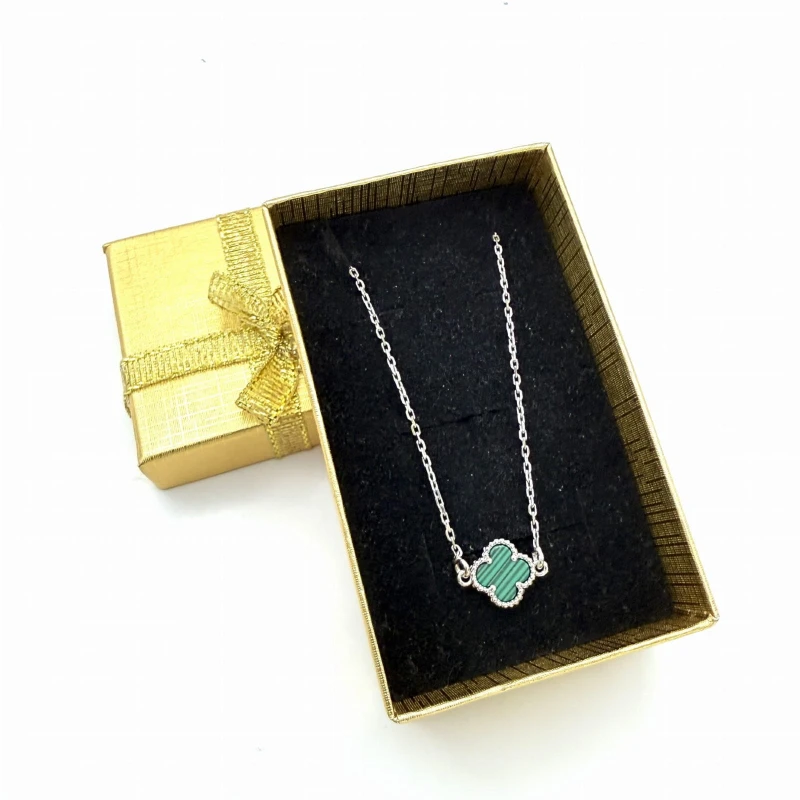 Bransoletka koniczynka zielony agat srebro 925 rodowane ankier 17+3 cm styl Van Cleef