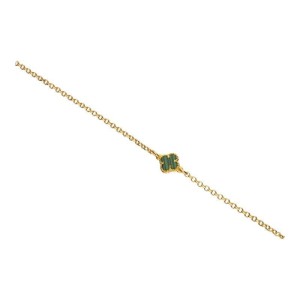 Bransoletka koniczynka zielony agat srebro 925 pozłacane rolo 17+3 cm styl Van Cleef