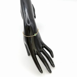 Bransoletka koniczynka zielony agat srebro 925 pozłacane rolo 17+3 cm styl Van Cleef