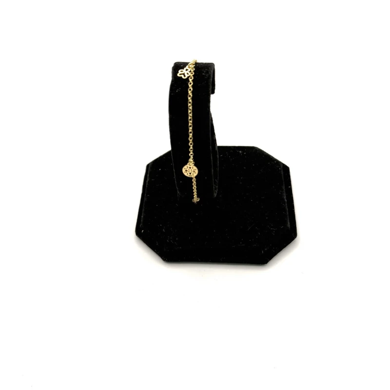 Bransoletka na nogę srebro 925 pozłacane 24K charms miś koniczynka skrzydełko 23+4 cm