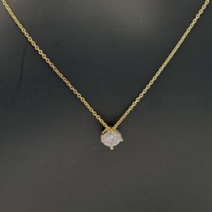 Naszyjnik lawendowa cyrkonia srebro 925 pozłacane 24K 44 cm delikatny elegancki