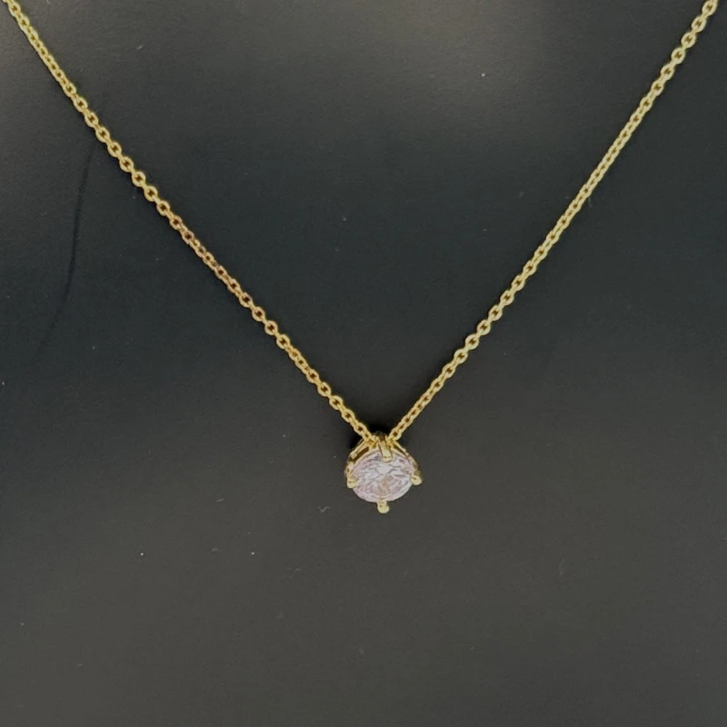 Naszyjnik lawendowa cyrkonia srebro 925 pozłacane 24K 44 cm delikatny elegancki
