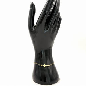Bransoletka krzyżyk bokiem srebro 925 pozłacane 24K 17,5+2,5 cm delikatna