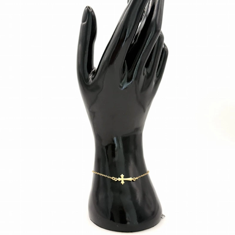Bransoletka krzyżyk bokiem srebro 925 pozłacane 24K 17,5+2,5 cm delikatna