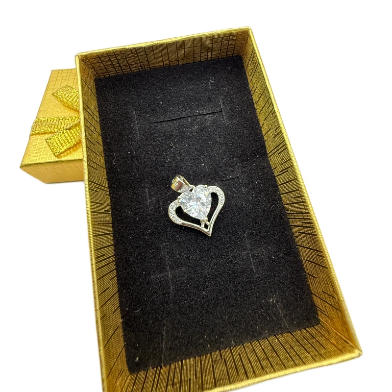 Srebrna zawieszka serce 925 z dużą cyrkonią 1,6 cm elegancki wisiorek