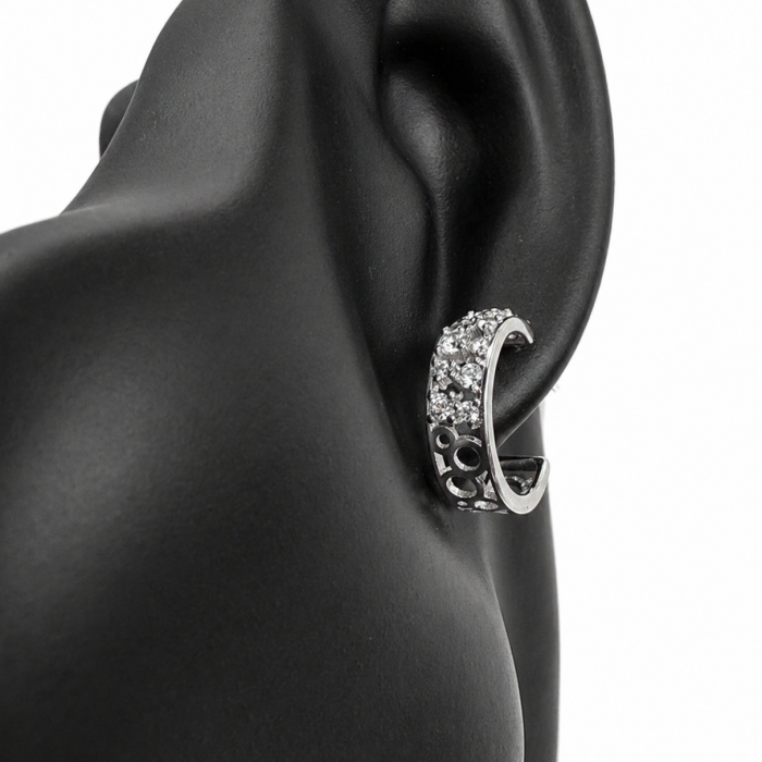 Srebrne kolczyki ażurowe 925 z cyrkoniami 16,8 mm eleganckie koła