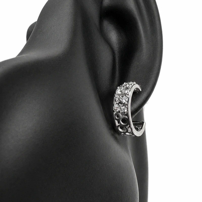 Srebrne kolczyki ażurowe 925 z cyrkoniami 16,8 mm eleganckie koła