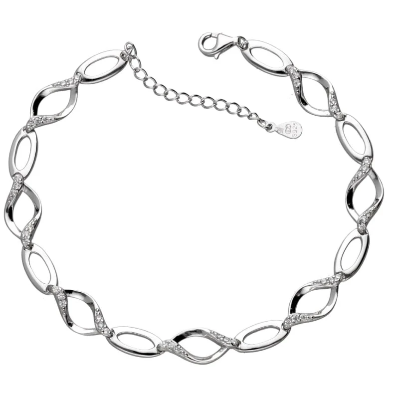 Bransoletka srebrna 925 masywna z cyrkoniami 18+3 cm ciężka 5,7 g elegancka