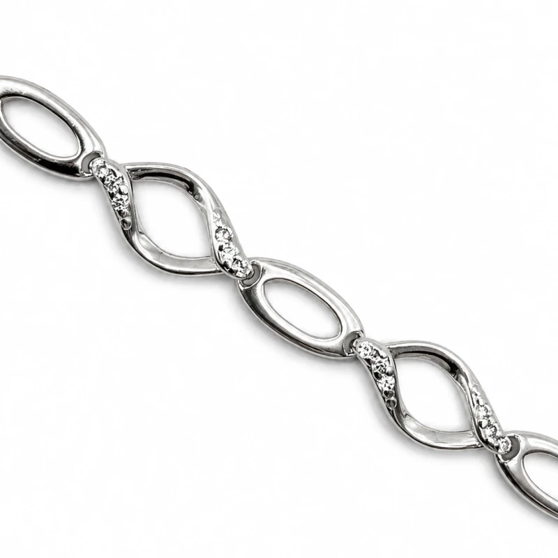 Bransoletka srebrna 925 masywna z cyrkoniami 18+3 cm ciężka 5,7 g elegancka