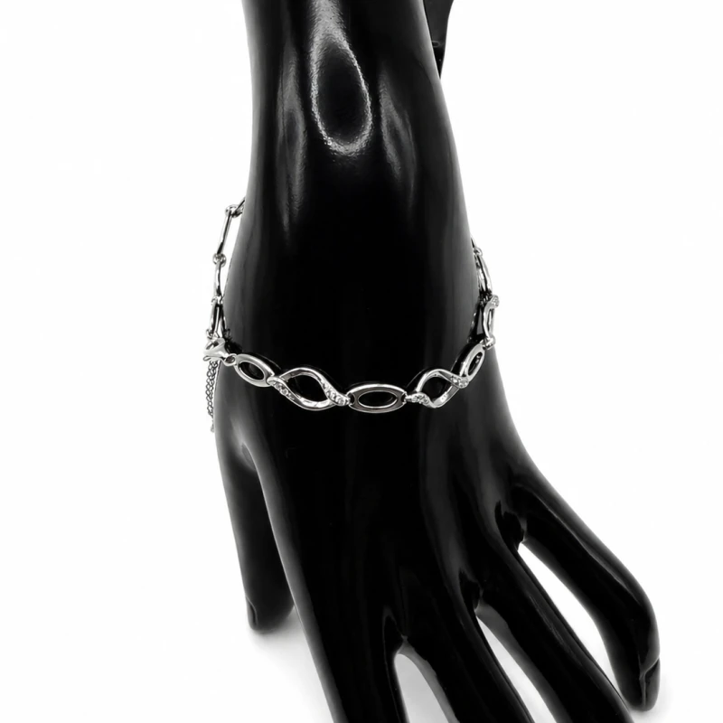 Bransoletka srebrna 925 masywna z cyrkoniami 18+3 cm ciężka 5,7 g elegancka