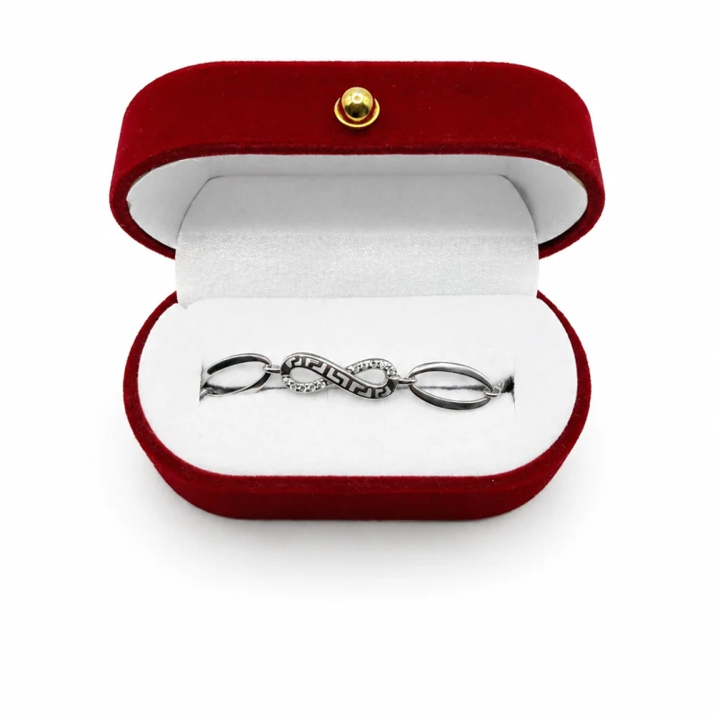 Bransoletka srebrna 925 nieskończoność grecki wzór cyrkonie 18+3 cm 6,6 g ciężka