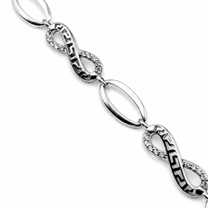 Bransoletka srebrna 925 nieskończoność grecki wzór cyrkonie 18+3 cm 6,6 g ciężka