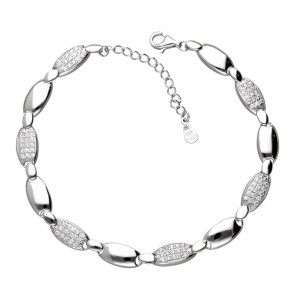 Bransoletka srebrna 925 elegancka z cyrkoniami 18+3 cm 7,1 g + GRATIS ściereczka