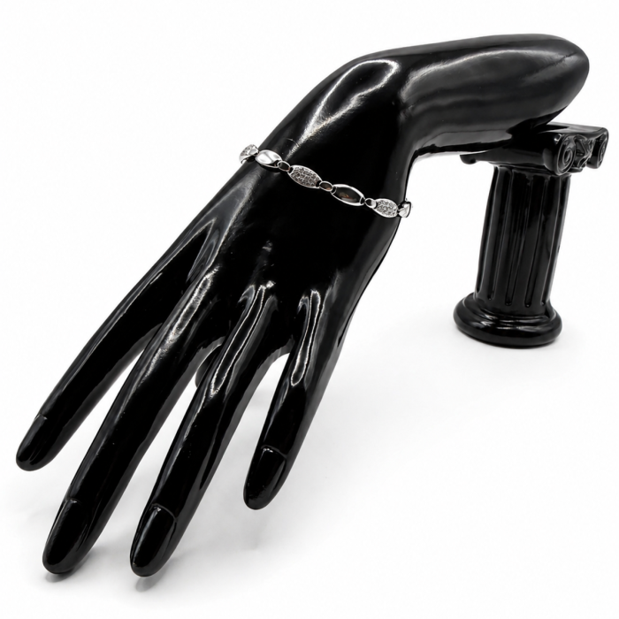 Bransoletka srebrna 925 elegancka z cyrkoniami 18+3 cm 7,1 g + GRATIS ściereczka