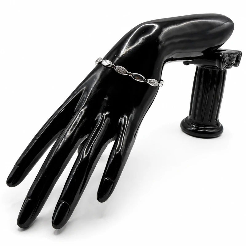 Bransoletka srebrna 925 elegancka z cyrkoniami 18+3 cm 7,1 g + GRATIS ściereczka