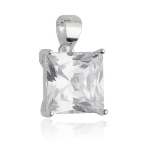 Zawieszka srebrna 925 kwadratowa z dużym kryształkiem 1,3 cm 2,3 g