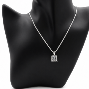Zawieszka srebrna 925 kwadratowa z dużym kryształkiem 1,3 cm 2,3 g